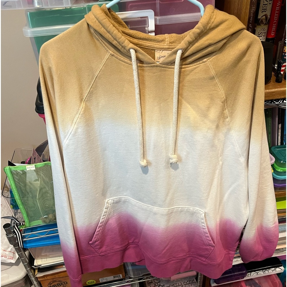 Tan/White/pink striped thin hoodie